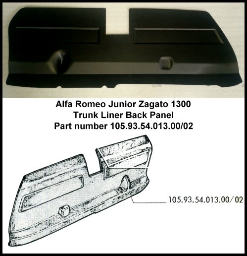 Various Trunk Lining Panels for Alfa Romeo Junior Zagato 1300 New-Old-Stock